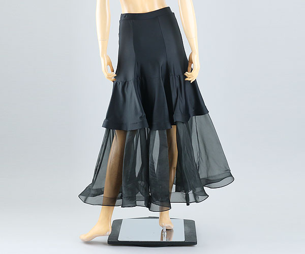 社交ダンス衣装・ドレスの販売 インスピレーション・ルンバ / 【SALE】シースルー切り替えロングスカート