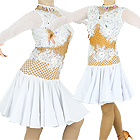 社交ダンス☆超豪華キュートなホワイトラテンドレス