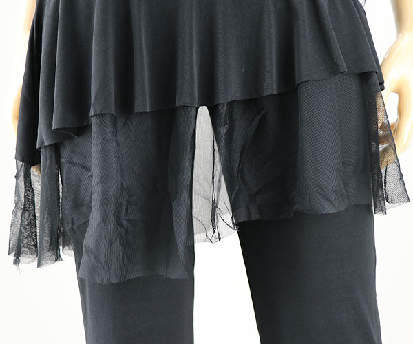 スカート付きスパンコールラインデザインパンツ