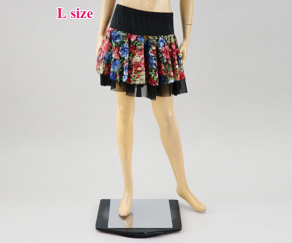 Lサイズ☆フラワーフリルミディアムスカート