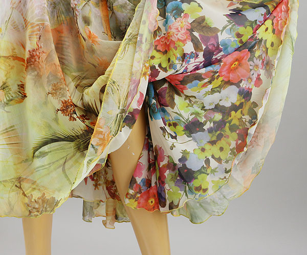 社交ダンス☆プリントシフォンが綺麗なロングスカート