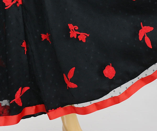 社交ダンス☆メッシュドットモチーフ刺繍ロングスカート