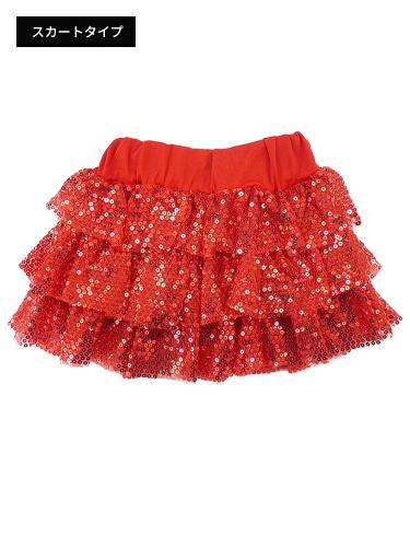 Mサイズ☆スパンコールスカート～裏地スカート～赤
