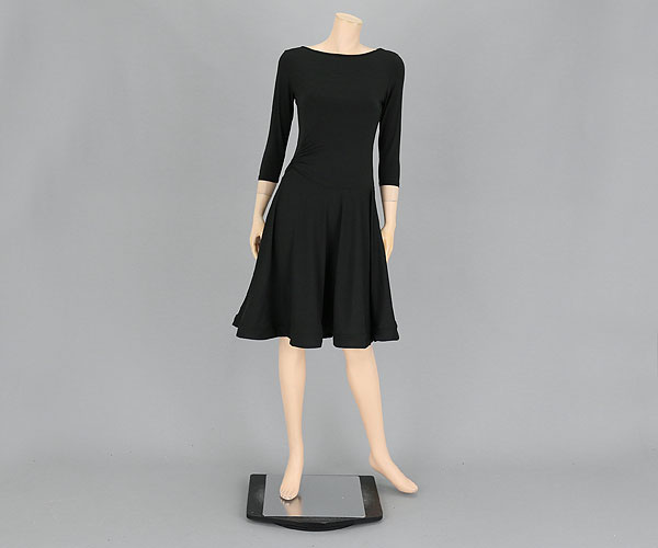 社交ダンス衣装 ドレスの販売 インスピレーション ルンバ 社交ダンス シンプルブラックミディアムワンピース